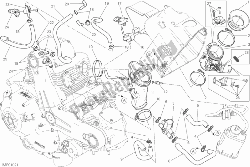 All parts for the Throttle Body of the Ducati Scrambler Classic Thailand USA 803 2018